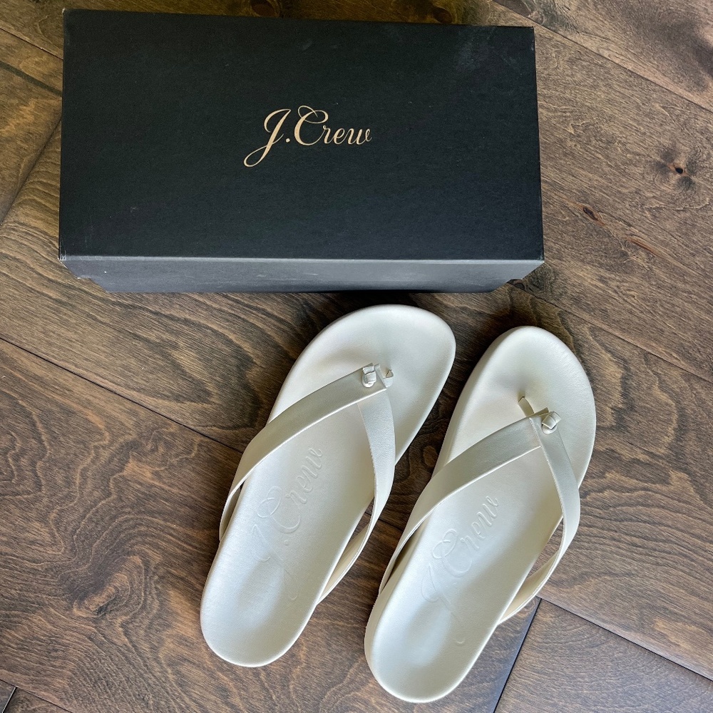 J. Crew Pacific Leather Ivory Knot Thong Sandal - Size 8